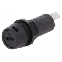 Clemă siguranţe cilindrice 5x20mm 10A neagră 250VAC pe panou | Electronic-mag.ro | Componente Electronice