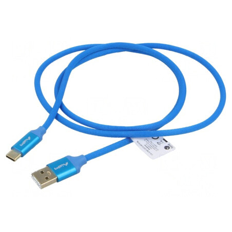 Cablu USB 2.0 A la C, 1m, aurit, albastru | Electronic-mag.ro | Componente Electronice