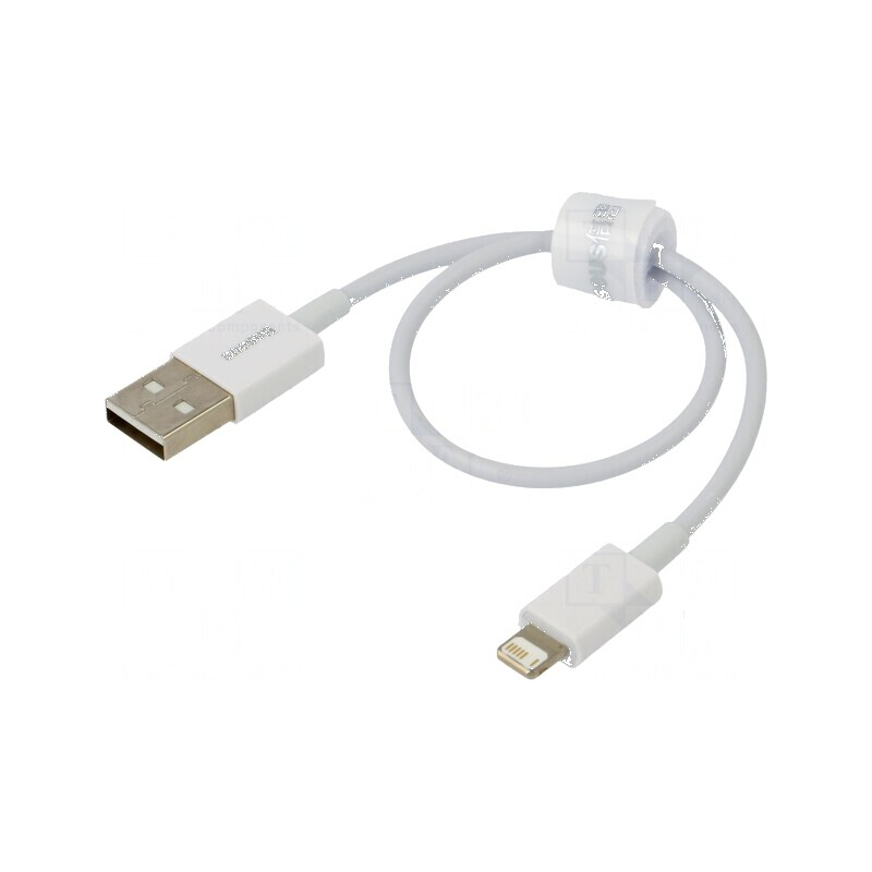 Cablu Apple Lightning USB A 0,25m alb textil 2,4A | Electronic-mag.ro | Componente Electronice