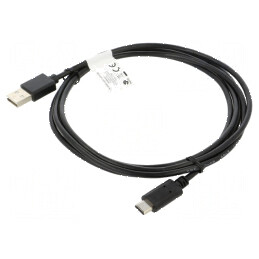 Cablu USB 2.0 A la C, 1,8m, negru, aurit | Electronic-mag.ro | Componente Electronice