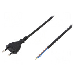 Cablu 2x0,75mm2 CEE 7/16 cu mufă PVC 1,5m negru | Electronic-mag.ro | Componente Electronice