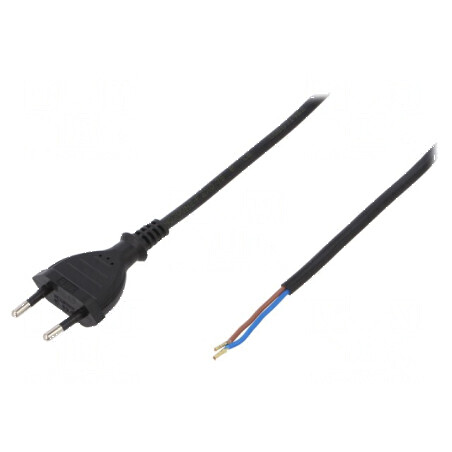 Cablu 2x0,75mm2 CEE 7/16 cu mufă PVC 1,5m negru | Electronic-mag.ro | Componente Electronice