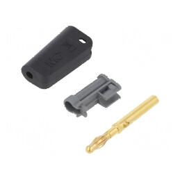 Conector banană 4mm 19A negru aurit pe cablu | Electronic-mag.ro | Componente Electronice