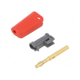 Conector banană 4mm roşie aurit 19A pe cablu | Electronic-mag.ro | Componente Electronice