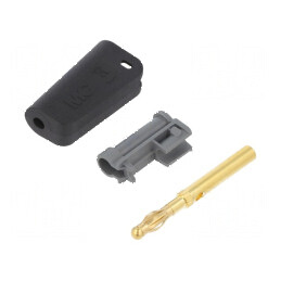 Conector banană 4mm 32A negru aurit pe cablu | Electronic-mag.ro | Componente Electronice