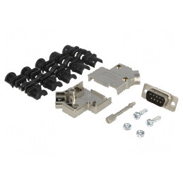 Mufă D-Sub PIN 9 tată lipire pe cablu neagră - Kit complet | Electronic-mag.ro | Componente Electronice