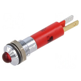 Lampă LED convexă roșie 12VDC 12VAC Ø8mm IP67 | Electronic-mag.ro | Componente Electronice