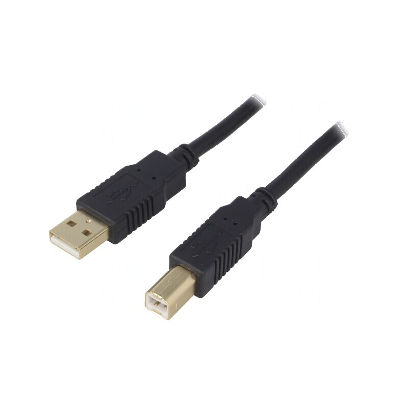 Cablu USB 2.0 A la B, 3m, negru, aurit, Fire CCA | Electronic-mag.ro | Componente Electronice Cablu USB 2.0 A la B, 3m, negru, aurit, Fire CCA | Electronic-mag.ro | Componente Electronice