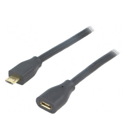 Cablu USB 2.0 micro USB B 0,5m negru | Electronic-mag.ro | Componente Electronice