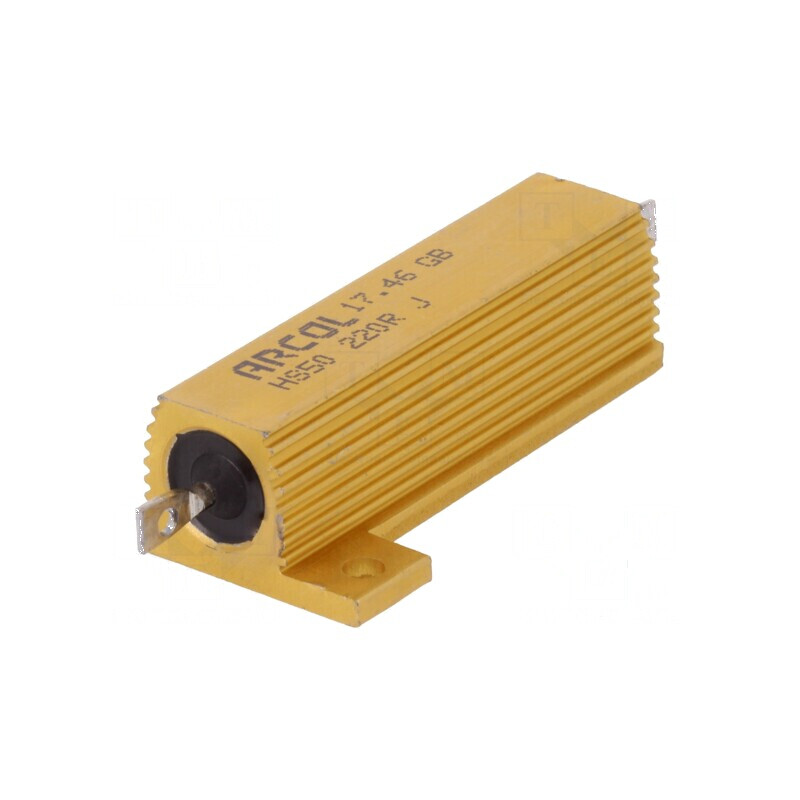 Rezistor bobinat cu radiator 220Ω 50W ±5% | Electronic-mag.ro | Componente Electronice
