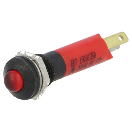 Lampă LED convexă roşie 24VDC 24VAC Ø8mm IP67 | Electronic-mag.ro | Componente Electronice