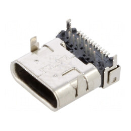 Conector USB C soclu hybrid SMT/THT 24 pini orizontali 5A | Electronic-mag.ro | Componente Electronice