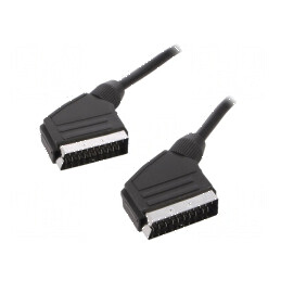 Cablu SCART 1,8m negru, mufe la ambele capete, Øcablu 8mm PVC | Electronic-mag.ro | Componente Electronice