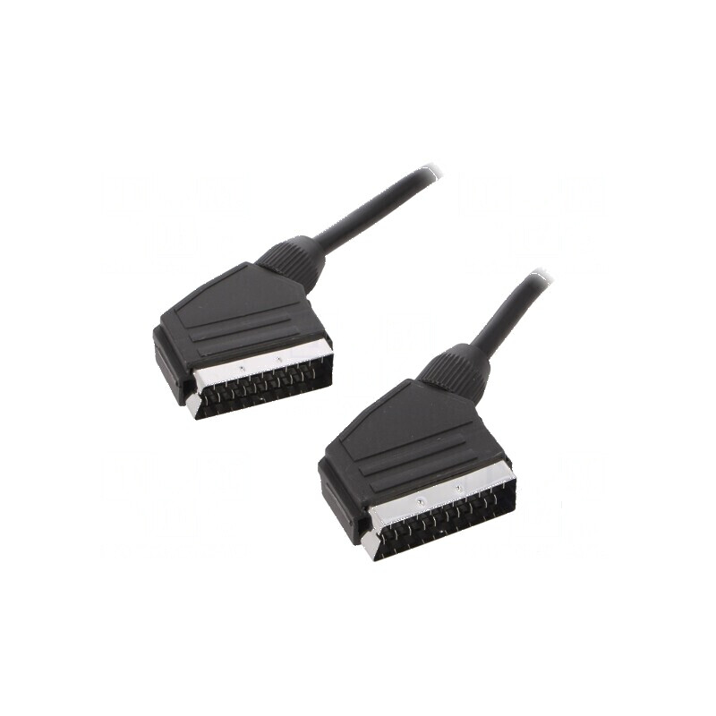 Cablu SCART 1,8m negru, mufe la ambele capete, Øcablu 8mm PVC | Electronic-mag.ro | Componente Electronice