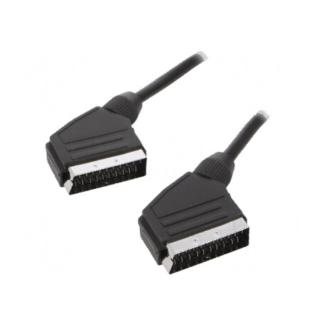 Cablu SCART 1,8m negru, mufe la ambele capete, Øcablu 8mm PVC | Electronic-mag.ro | Componente Electronice