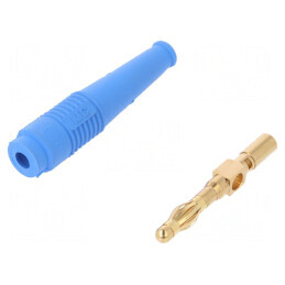 Conector banană 4mm 32A albastru neizolat 2,5mm2 aurit | Electronic-mag.ro | Componente Electronice