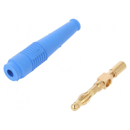 Conector banană 4mm 32A albastru neizolat 2,5mm2 aurit | Electronic-mag.ro | Componente Electronice