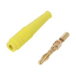 Conector banană 4mm 32A galben neizolat 2,5mm2 aurit | Electronic-mag.ro | Componente Electronice