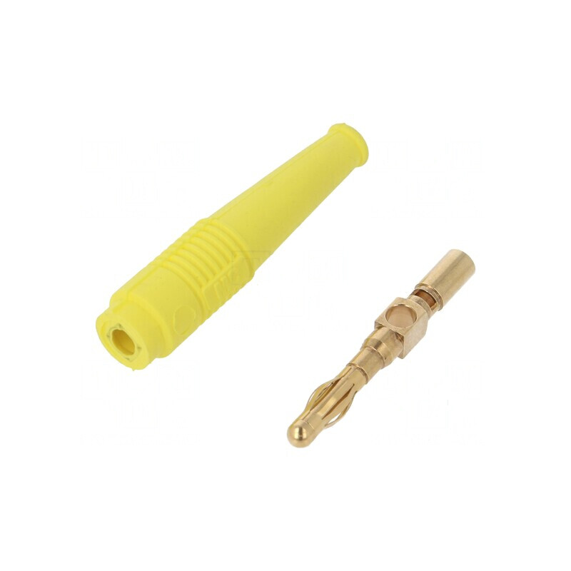 Conector banană 4mm 32A galben neizolat 2,5mm2 aurit | Electronic-mag.ro | Componente Electronice