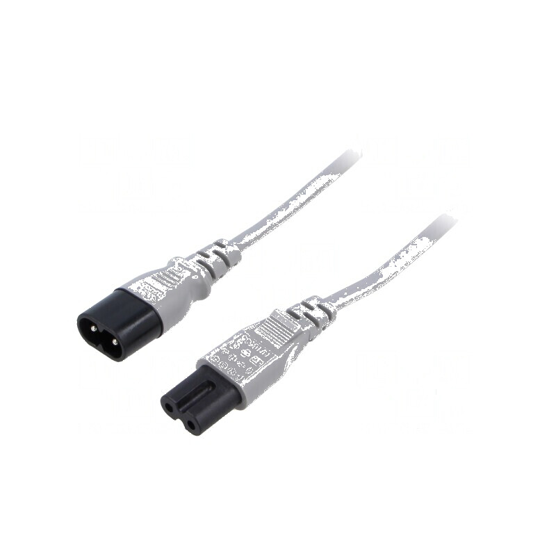 Cablu IEC C7 mamă - IEC C8 tată 1,8m gri 2,5A 2x0,75mm² PVC | Electronic-mag.ro | Componente Electronice Cablu IEC C7 mamă - IEC C8 tată 1,8m gri 2,5A 2x0,75mm² PVC | Electronic-mag.ro | Componente Electronice