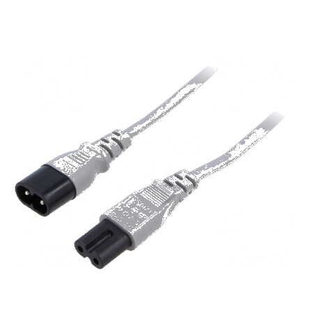 Cablu IEC C7 mamă - IEC C8 tată 1,8m gri 2,5A 2x0,75mm² PVC | Electronic-mag.ro | Componente Electronice