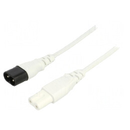 Cablu IEC C7 mamă - IEC C8 tată 1,8m alb 2,5A 2x0,75mm² PVC | Electronic-mag.ro | Componente Electronice