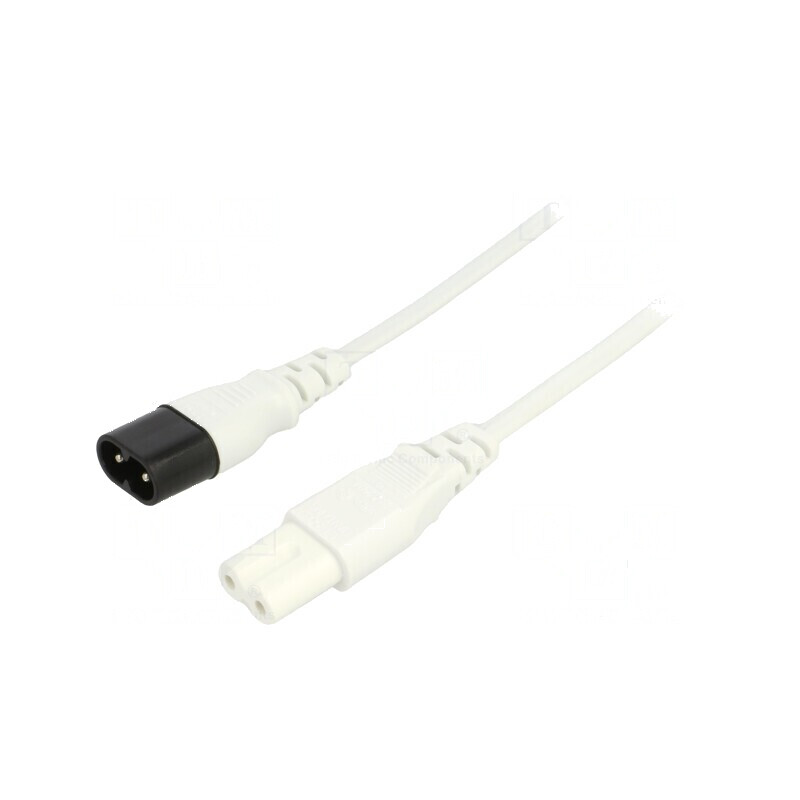 Cablu IEC C7 mamă - IEC C8 tată 1,8m alb 2,5A 2x0,75mm² PVC | Electronic-mag.ro | Componente Electronice Cablu IEC C7 mamă - IEC C8 tată 1,8m alb 2,5A 2x0,75mm² PVC | Electronic-mag.ro | Componente Electronice