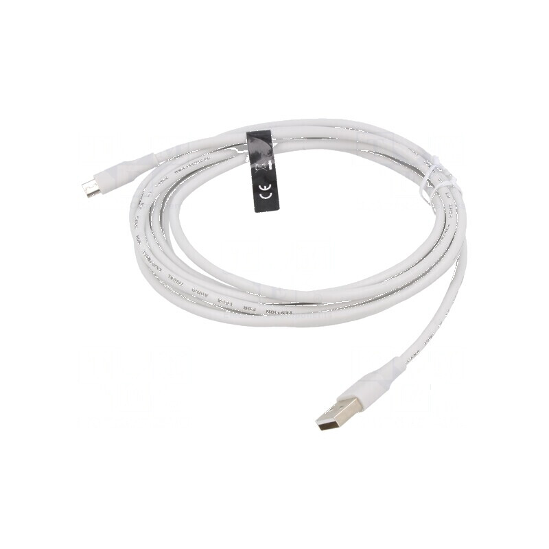 Cablu USB 2.0 A la micro B 3m alb | Electronic-mag.ro | Componente Electronice