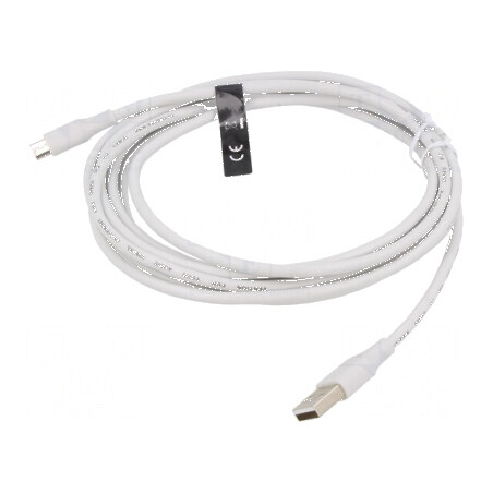 Cablu USB 2.0 A la micro B 3m alb | Electronic-mag.ro | Componente Electronice