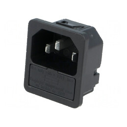 Conector alimentare AC soclu tată 10A 250VAC IEC 60320 | Electronic-mag.ro | Componente Electronice
