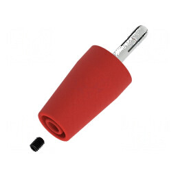 Conector banană 4mm roşie neizolată 43mm nichelată | Electronic-mag.ro | Componente Electronice