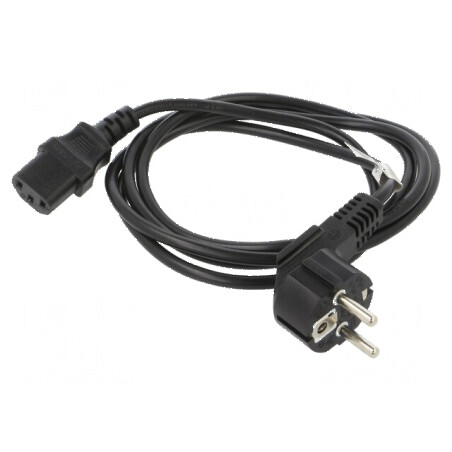 Cablu CEE 7/7 ştecăr unghi IEC C13 mamă PVC negru | Electronic-mag.ro | Componente Electronice