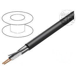 Cablu ecranat 1x2x22AWG, folie Al-PET, PVC negru, 300V, 305m | Electronic-mag.ro | Componente Electronice