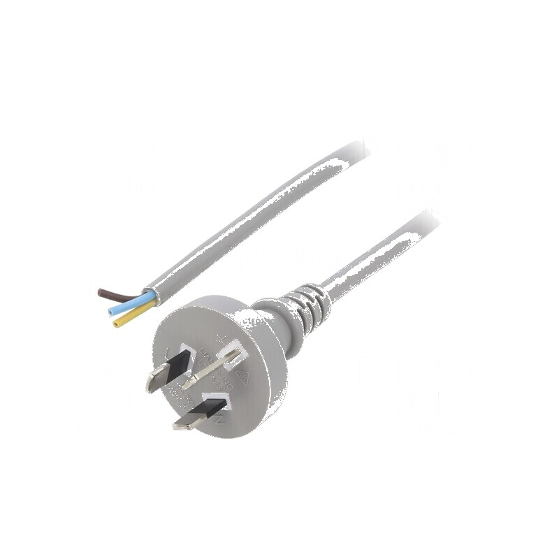 Cablu 3x0,75mm2 AS/NZS 3112 cu mufă, cablu PVC 1,5m gri | Electronic-mag.ro | Componente Electronice