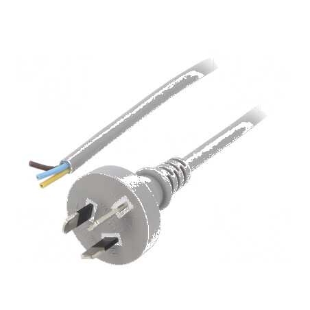 Cablu 3x0,75mm2 AS/NZS 3112 cu mufă, cablu PVC 1,5m gri | Electronic-mag.ro | Componente Electronice