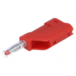 Conector banană 4mm roşie 10A 60VDC pe cablu 58,5mm | Electronic-mag.ro | Componente Electronice