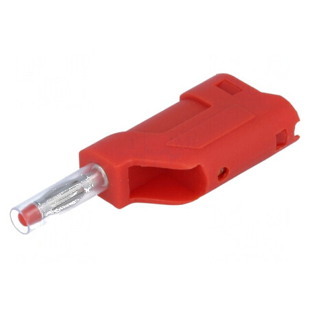 Conector banană 4mm roşie 10A 60VDC pe cablu 58,5mm | Electronic-mag.ro | Componente Electronice