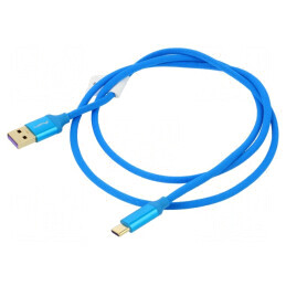 Cablu USB 2.0 A la C, 1m, albastru, mufă aurită | Electronic-mag.ro | Componente Electronice