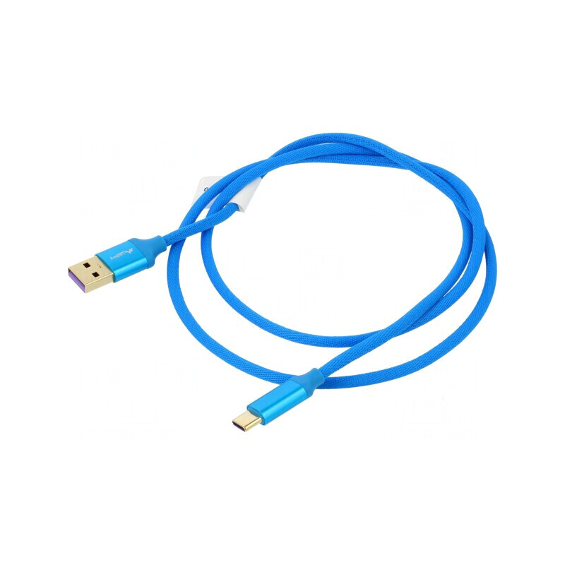 Cablu USB 2.0 A la C, 1m, albastru, mufă aurită | Electronic-mag.ro | Componente Electronice