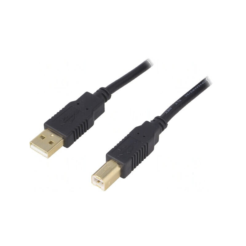 Cablu USB 2.0 A la B aurit 1,8m negru | Electronic-mag.ro | Componente Electronice Cablu USB 2.0 A la B aurit 1,8m negru | Electronic-mag.ro | Componente Electronice