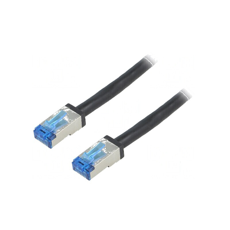 Patch cord S/FTP 6a litat Cu PE negru 1m 26AWG - cablu de rețea | Electronic-mag.ro | Componente Electronice