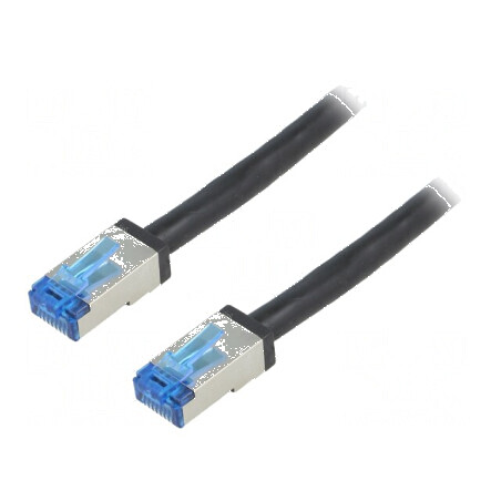 Patch cord S/FTP 6a litat Cu PE negru 1m 26AWG - cablu de rețea | Electronic-mag.ro | Componente Electronice