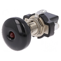 Comutator push-pull 10A 14VDC negru cu LED pe panou | Electronic-mag.ro | Componente Electronice