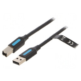 Cablu USB 2.0 A la B 3m negru PVC | Electronic-mag.ro | Componente Electronice