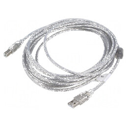 Cablu USB 2.0 A la B aurit 5m transparent | Electronic-mag.ro | Componente Electronice