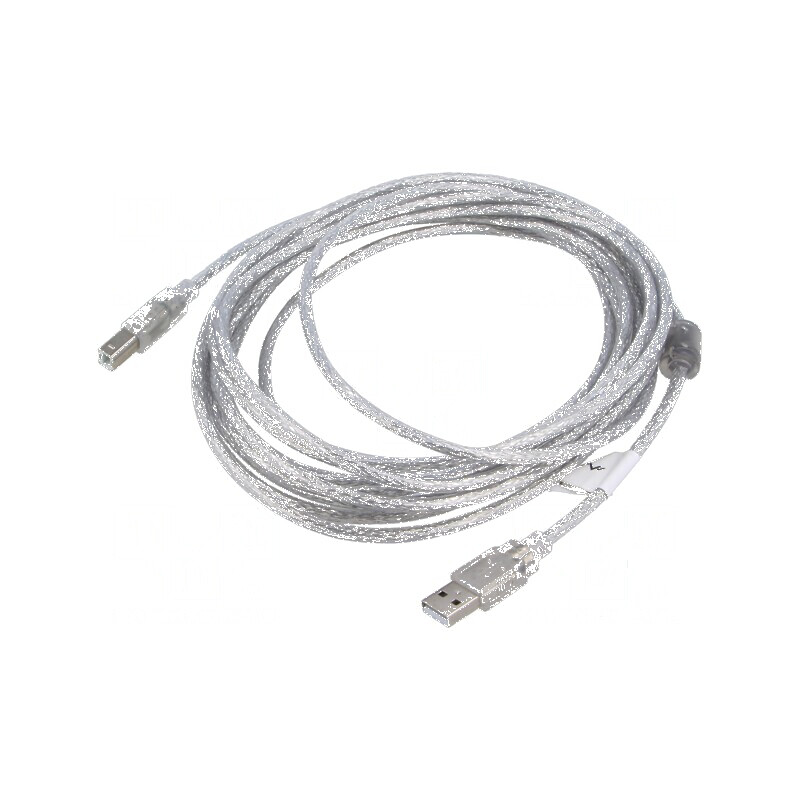 Cablu USB 2.0 A la B aurit 5m transparent | Electronic-mag.ro | Componente Electronice Cablu USB 2.0 A la B aurit 5m transparent | Electronic-mag.ro | Componente Electronice