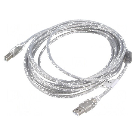 Cablu USB 2.0 A la B aurit 5m transparent | Electronic-mag.ro | Componente Electronice