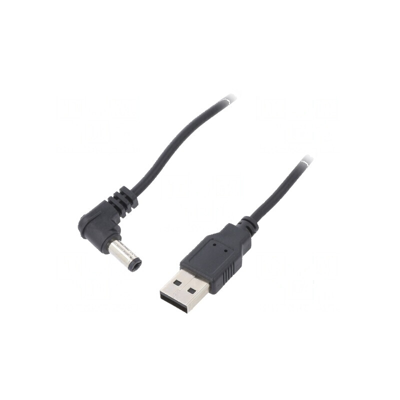 Cablu USB A la DC 5,5/2,1 negru 1,5m | Electronic-mag.ro | Componente Electronice