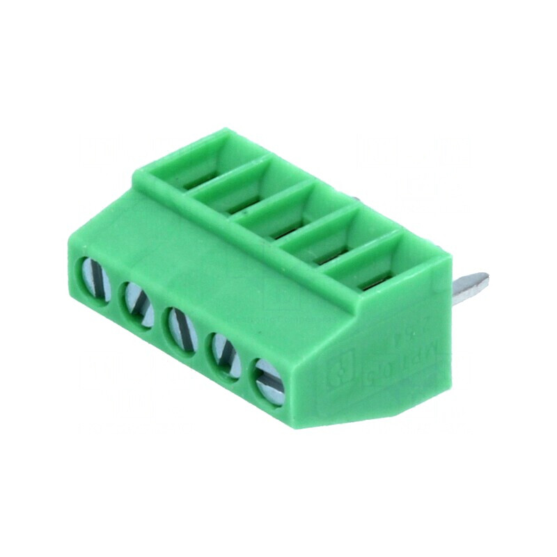 Regletă de conexiuni pentru PCB 90° 2,54mm 5 piste 6A | Electronic-mag.ro | Componente Electronice Regletă de conexiuni pentru PCB 90° 2,54mm 5 piste 6A | Electronic-mag.ro | Componente Electronice