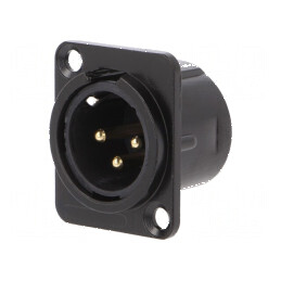 Conector XLR soclu tată PIN 3 lipire aurit negru metal | Electronic-mag.ro | Componente Electronice